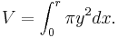 \!V = \int_{0}^{r} \pi y^2 dx.