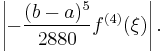  \left|-\frac{(b-a)^5}{2880} f^{(4)}(\xi)\right|.