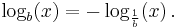 \log_b (x) = -\log_{\frac{1}{b}} (x)\, .