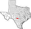 State map highlighting Bandera County