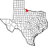 State map highlighting Wilbarger County