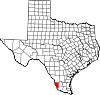 State map highlighting Zapata County