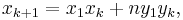 \displaystyle x_{k+1} = x_1 x_k + n y_1 y_k,