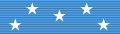 A light blue military ribbon with five white stars with five points each.