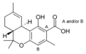 Chemical structure of Δ9-tetrahydrocannabiorcolic acid.