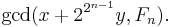 \gcd(x + 2^{2^{n-1}} y, F_{n}).