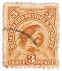 Orange-coloured postage stamp with two birds