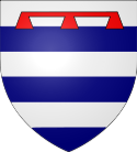  Shield shape showing alternating blue and silver horizontal stripes