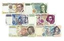 Lira banknotes ranging from ₤2,000 to ₤500,000