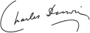 "Charles Darwin", with the last name underlined by a downward curve that mimics the curve of the initial "C"