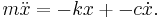 m \ddot{x} = -kx + -c\dot{x}.