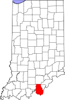 Map of Indiana highlighting Harrison County