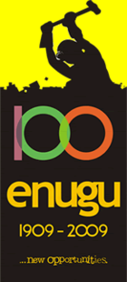 A logo created for the centenary of Enugu in 2009 which features the silhouette of a miner