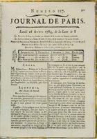 Yellowed magazine cover containing mostly print that is too small to read. Near the top is "JOURNAL DE PARIS."