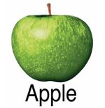 Apple Records' logos, featuring a Granny Smith apple.