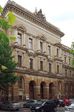 exterior of nineteenth century neo-classical building viewed from street level