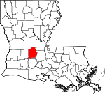 State map highlighting Evangeline Parish