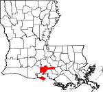 State map highlighting Iberia Parish