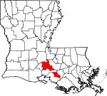 State map highlighting Saint Martin Parish