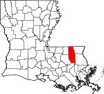 State map highlighting Tangipahoa Parish