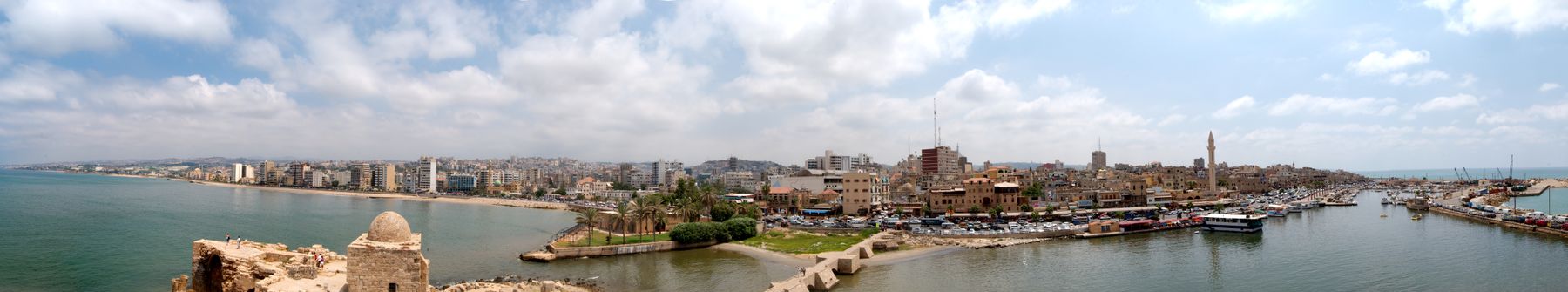 Panorama of Sidon as seen from the top of the Sea Castle, 2009