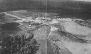 Black and white of the aerial view of a city