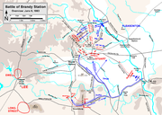 A map showing Union actions and Stuart's responses at the Battle of Brandy Station