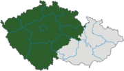 Map indicating the extent of Bohemia within the Czech Republic