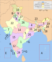 Map of India showing its states and territories