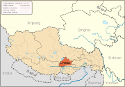 Location of Lhasa Prefecture in the Tibet Autonomous Region