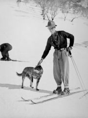 man patting Cattle Dog 1930