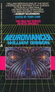 Book cover of "Neuromancer" containing geometric shapes.