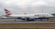 A British Airways Boeing 747-400 in new Oneworld livery parked at London Heathrow Airport