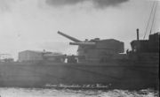 Two large gun turrets on a battleship