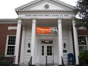 picture of a front entrance of a building with columns which says "United States Post Office, Summit NJ 07901.