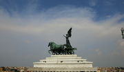 Bronze statue of the Winged Victory on chariot located the top of Vittorio Emanuele monument in Rome