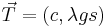 \vec{T} = (c, \lambda g s)