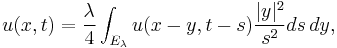 u(x,t)=\frac{\lambda}{4}\int_{E_\lambda}u(x-y,t-s)\frac{|y|^2}{s^2}ds\,dy,