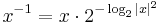 x^{-1} = x \cdot 2^{- \log_2 {|x|}^2}