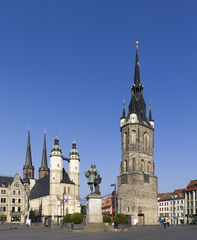 Market Place with Red Tower