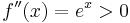 f''(x)=e^x >0 