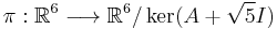 \pi:\mathbb R^6 \longrightarrow \mathbb R^6/\ker(A+\sqrt{5}I)