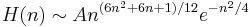 H(n) \sim A n^{(6n^2 + 6n + 1)/12} e^{-n^2/4}