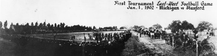 The very first Rose Bowl Game at Tournament park in 1902