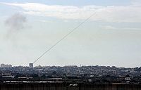 A rocket fired from a civilian area in Gaza towards civilian areas in Southern Israel.jpg