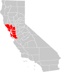 Map of San Francisco Bay Area or Bay Area