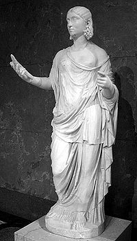 Funerary statue of an unknown woman, depicted as Ceres holding wheat. On display at the Louvre in Paris, France