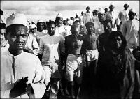 Gandhi during the Salt March, 1930