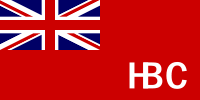 Flag with solid red background and Union Flag as top-left quarter and initials "HBC" in white in bottom-right.