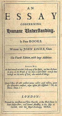 Page reads "An Essay Concerning Humane Understanding. In Four Books. Written by John Locke, Gent. The Fourth Edition, with large Additions. Eccles. XI. 5. As thou knowest not what is the way of the Spirit, nor how the bones do grow in the Womb of her that is with Child: even so thou knowest not the works of God, who maketh all things. Quam bellum est velle consteri potius nescire quod nescias, quam ista effutientum nauseare, atque ipsum sibi displicere! Cic. de Natur. Deor. l. I. London: Printed for Awasham and John Churchil, at the Black-Swan, in Pater-Noster-Row; and Samuel Manship, at the Ship in Cornhill, near the Royal Exchange, MDCC."